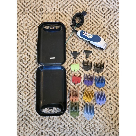 Wahl Other - Wahl Color Pro‎ Corded Hair Clipper Kit Model MC3 Color Coded Guides Case H1